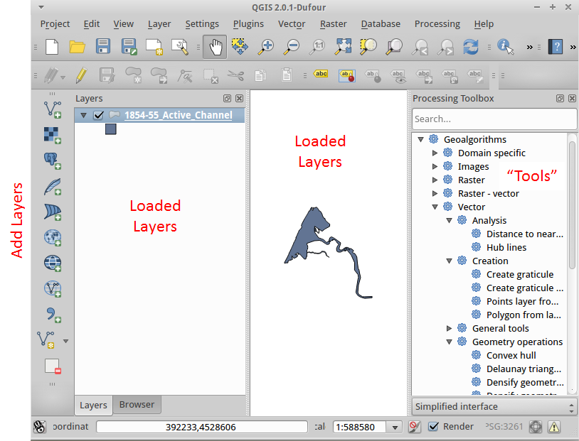 Main Window for QGIS